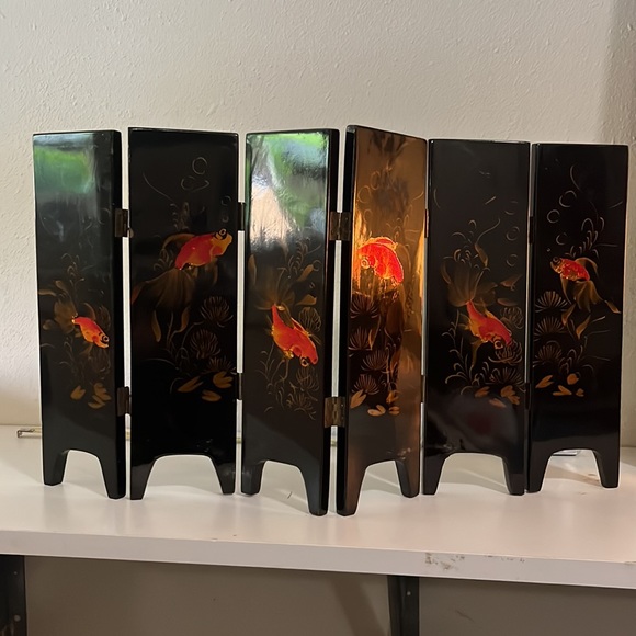 Vintage Asian Lacquer Table Screen - Picture 6 of 7